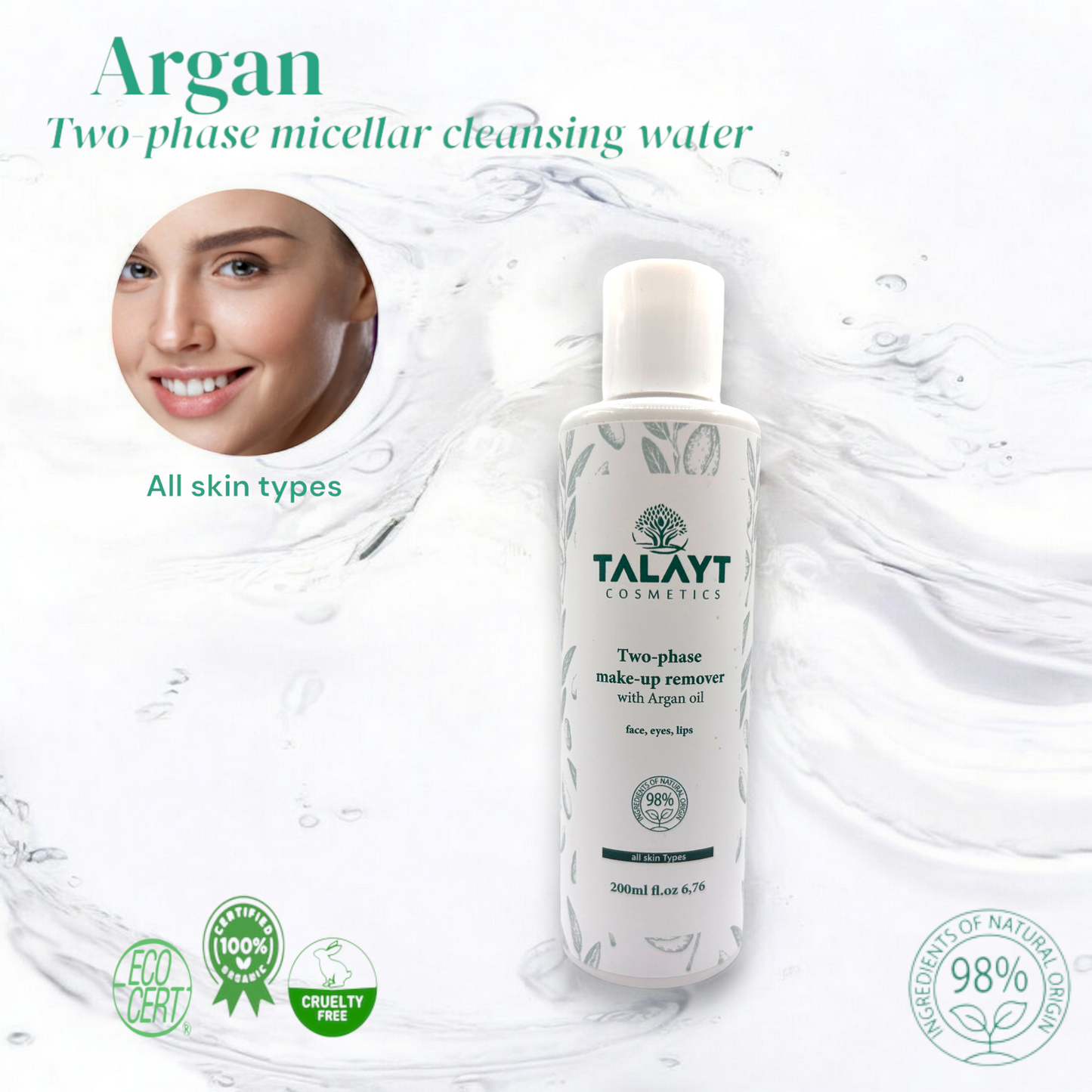 Argan two-phase micellar cleansing water