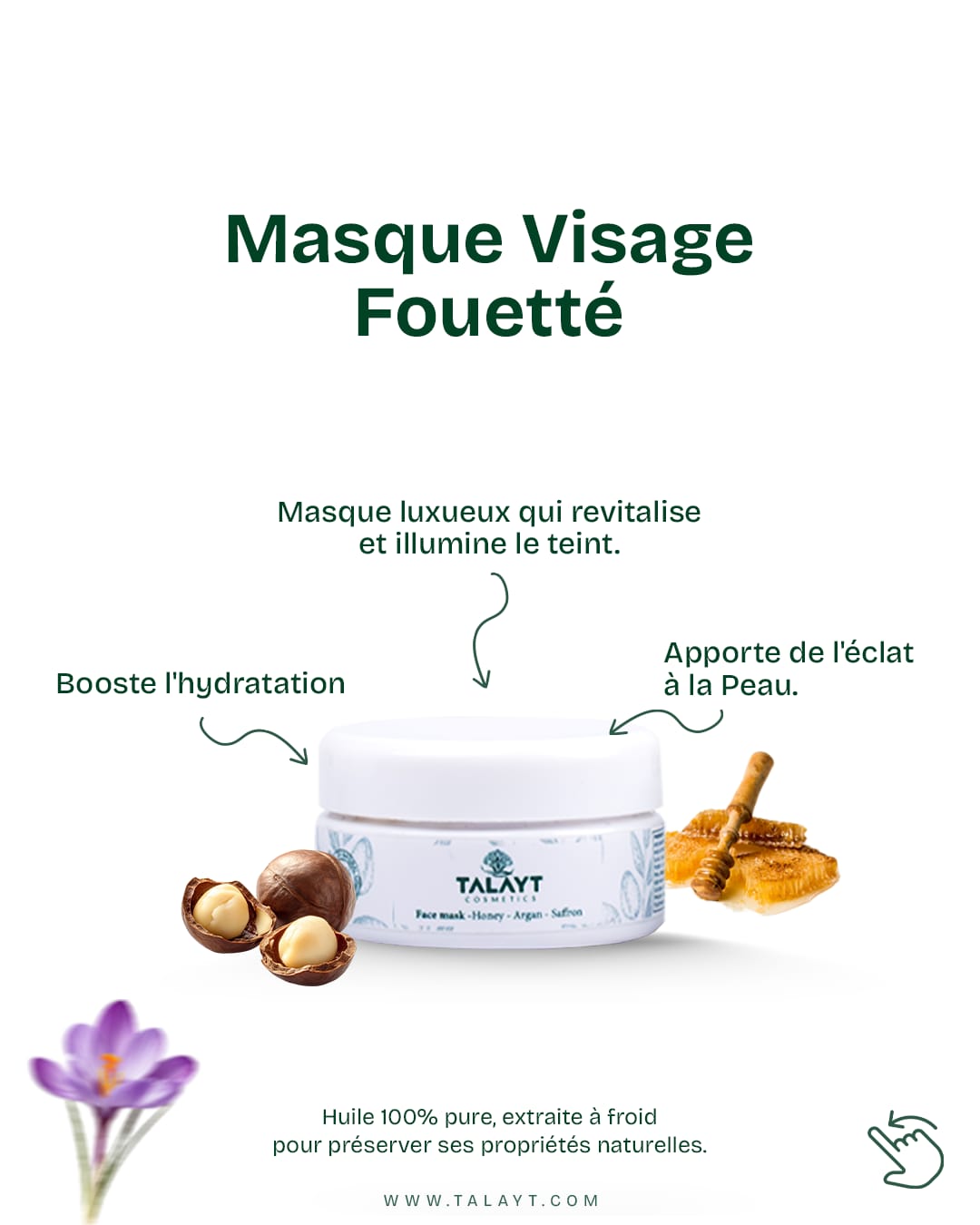 Whipped Argan Face mask infused with honey and saffron - TALAYT